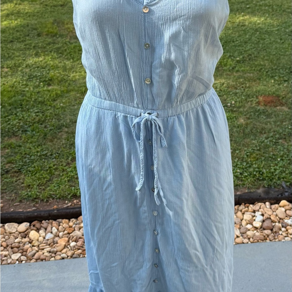 New Directions Blue Asymmetrical Sundress